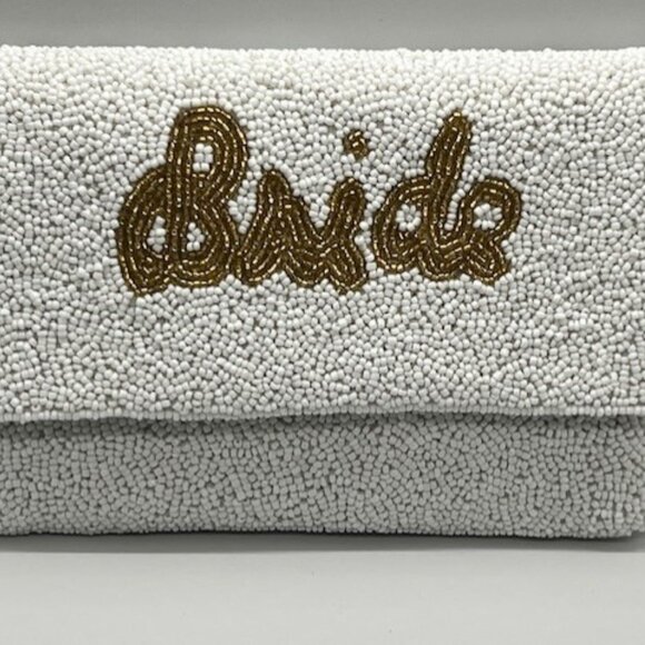 Brand NEW White BEADED BRIDE Wedding CLUTCH - Picture 1 of 2